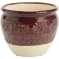 Amadeus Cache Pot de Fleur Maya Bordeaux en céramique