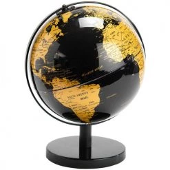 Amadeus Décoration Globe Terrestre Noir et Or