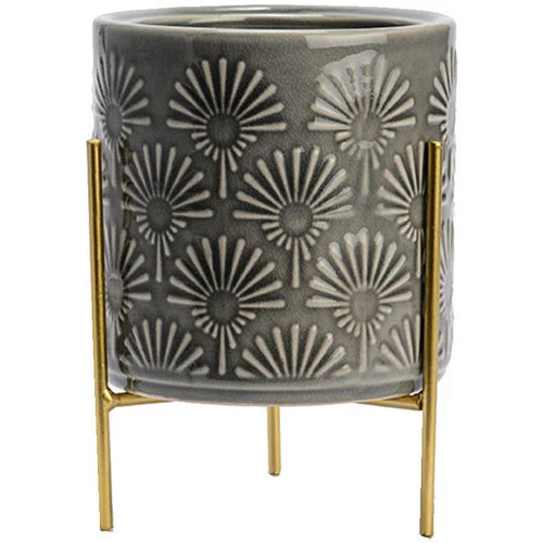 Amadeus Cache pot sur Pieds - Gris et or 18 cm 3 Amadeus Cache pot sur Pieds - Gris et or 18 cm