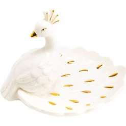 Amadeus Statuette porte-bijoux Paon Blanc et Or