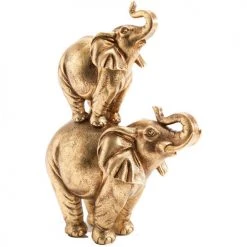 Amadeus Maman Éléphant et son bébé en résine Or